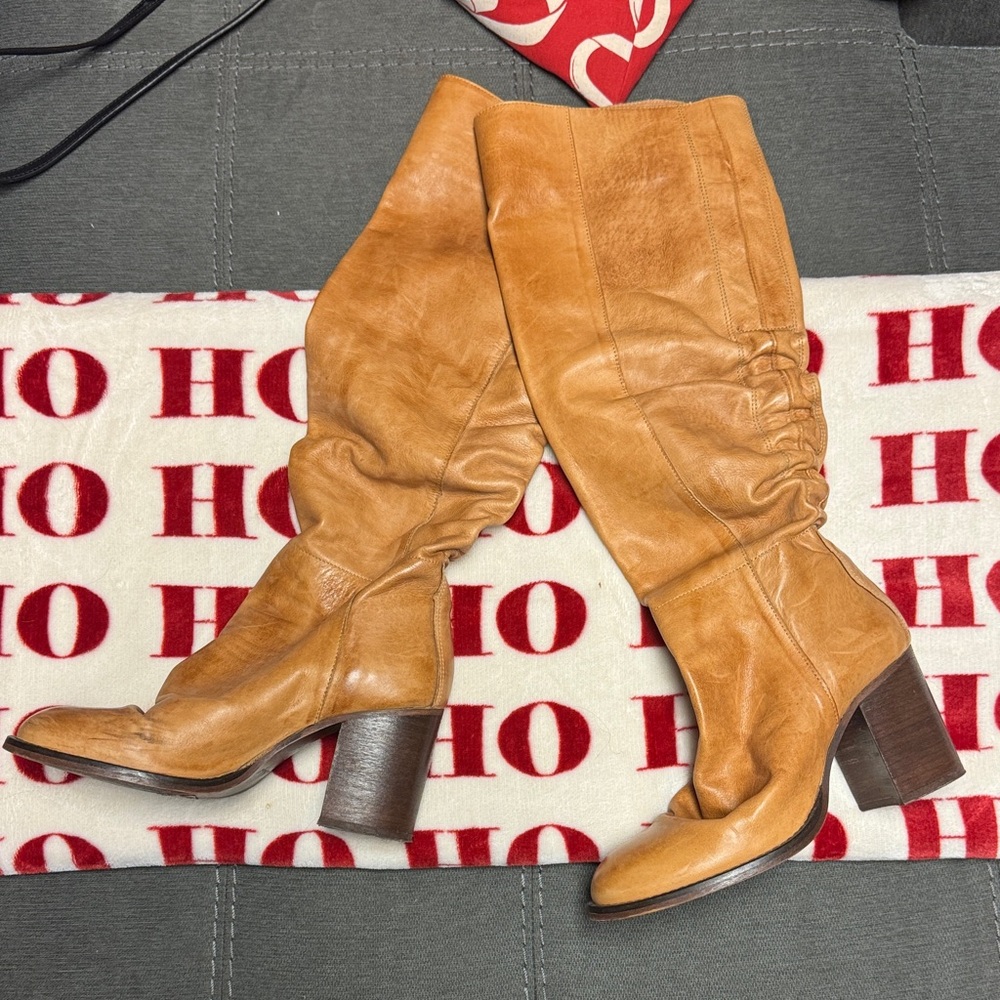 Free People Camel Leather Heeled Boots